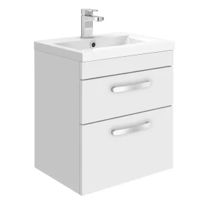 Brooklyn 500mm White Gloss 2 Drawer Wall Hung Vanity Unit