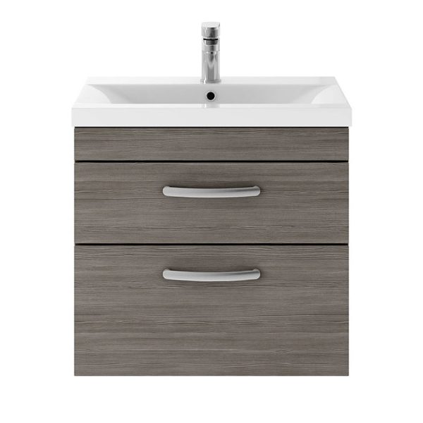 Brooklyn 600mm Grey Avola 2 Drawer Wall Hung Vanity Unit - Image 3