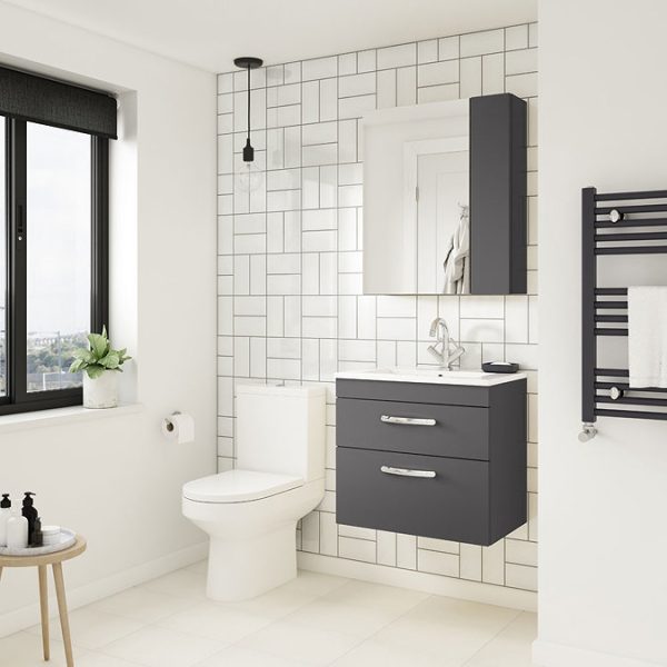 Brooklyn 600mm Gloss Grey 2 Drawer Wall Hung Vanity Unit - Image 5