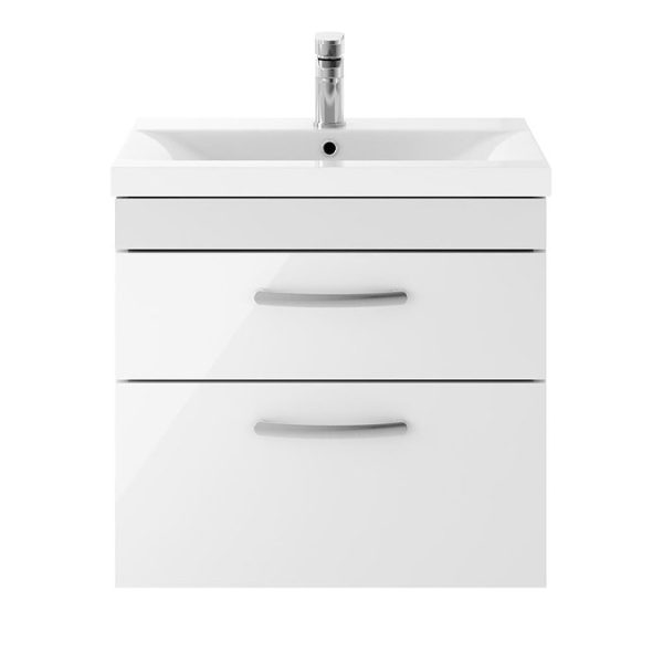 Brooklyn 600mm White Gloss 2 Drawer Wall Hung Vanity Unit - Image 3