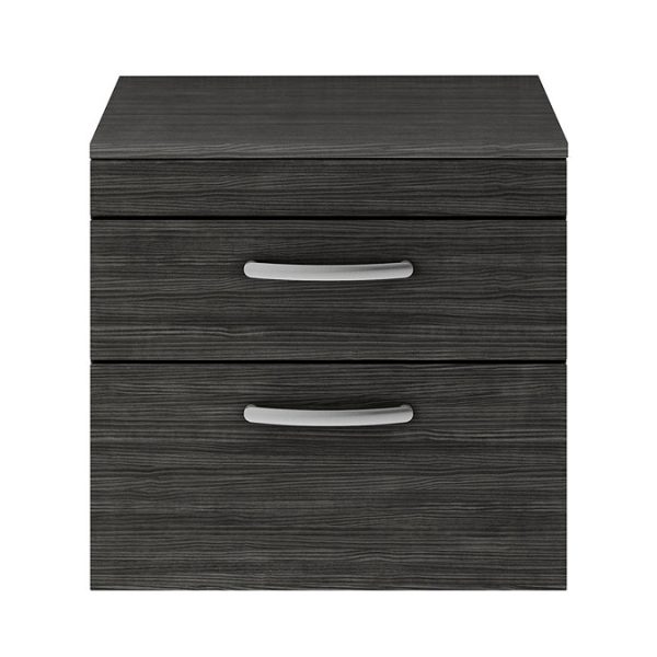 Brooklyn Wall Hung Countertop Vanity Unit   Black   605mm 2 Drawer - Image 5
