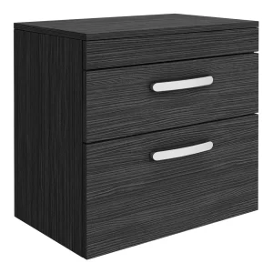 Brooklyn Wall Hung Countertop Vanity Unit   Black   605mm 2 Drawer