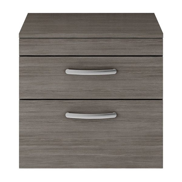 Brooklyn Wall Hung Countertop Vanity Unit   Grey Avola   605mm 2 Drawer with Chrome Handles - Image 3