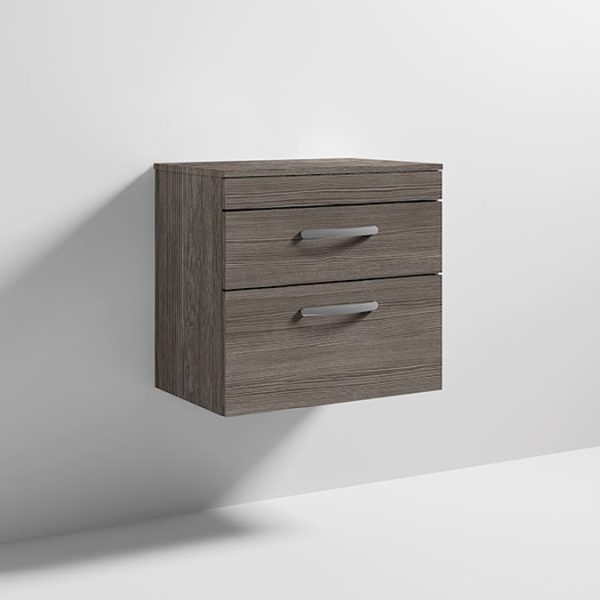 Brooklyn Wall Hung Countertop Vanity Unit   Grey Avola   605mm 2 Drawer with Chrome Handles - Image 5
