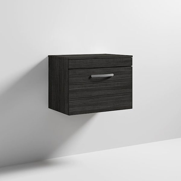 Brooklyn Wall Hung Countertop Vanity Unit   Black   605mm - Image 2