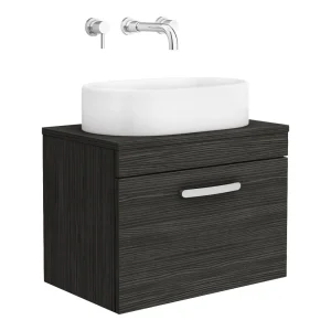 Brooklyn Wall Hung Countertop Basin Unit   Black   605mm incl. Basin