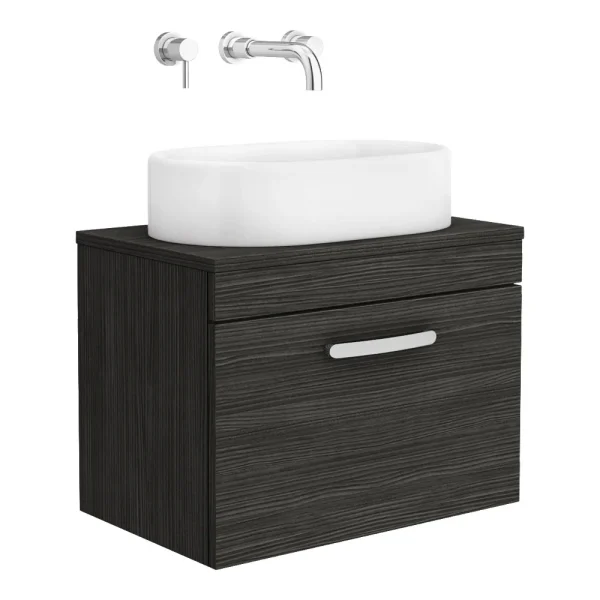 Brooklyn Wall Hung Countertop Basin Unit   Black   605mm incl. Basin