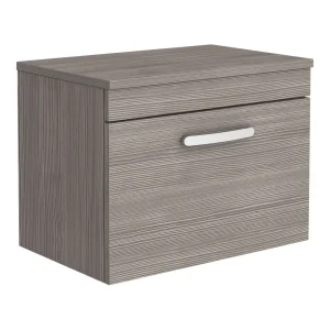 Brooklyn Wall Hung Countertop Vanity Unit   Grey Avola   605mm with Chrome Handle