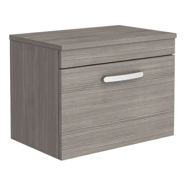 Brooklyn Wall Hung Countertop Vanity Unit   Grey Avola   605mm with Chrome Handle