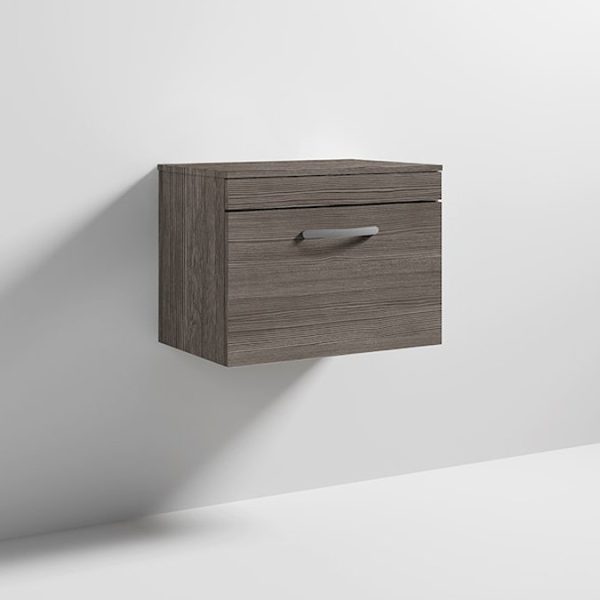 Brooklyn Wall Hung Countertop Vanity Unit   Grey Avola   605mm with Chrome Handle - Image 5