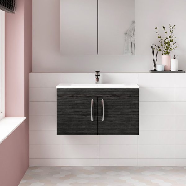 Brooklyn 800mm Black 2 Door Wall Hung Vanity Unit - Image 5