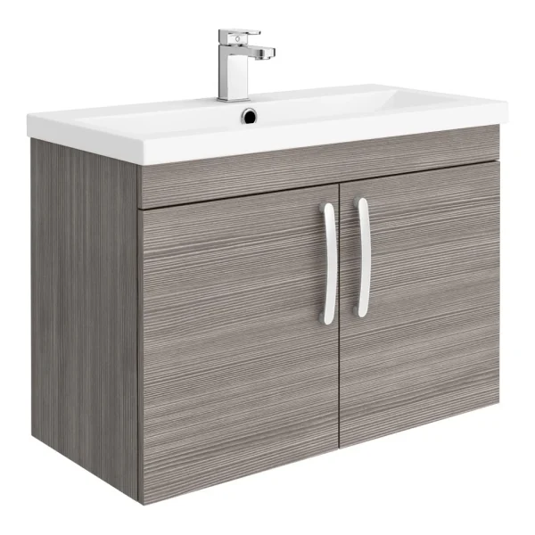 Brooklyn 800mm Grey Avola 2 Door Wall Hung Vanity Unit