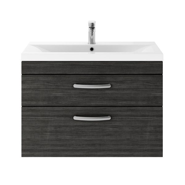 Brooklyn 800mm Black 2 Drawer Wall Hung Vanity Unit - Image 2