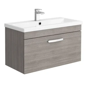 Brooklyn Grey Avola 800mm Wall Hung Vanity Unit   Single Drawer