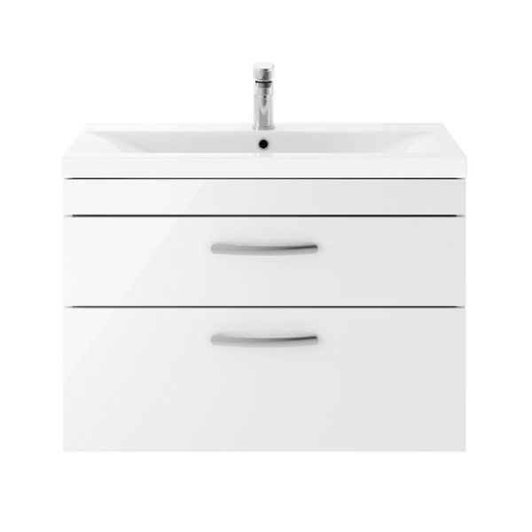 Brooklyn 800mm Gloss White 2 Drawer Wall Hung Vanity Unit - Image 2