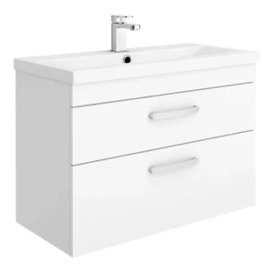 Brooklyn 800mm Gloss White 2 Drawer Wall Hung Vanity Unit