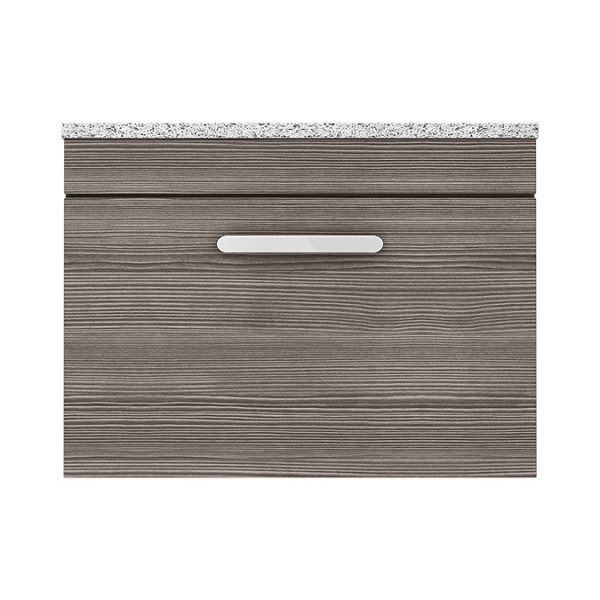 Brooklyn Wall Hung Countertop Vanity Unit   Grey Avola   600mm with White Worktop & Chrome Handle - Image 5