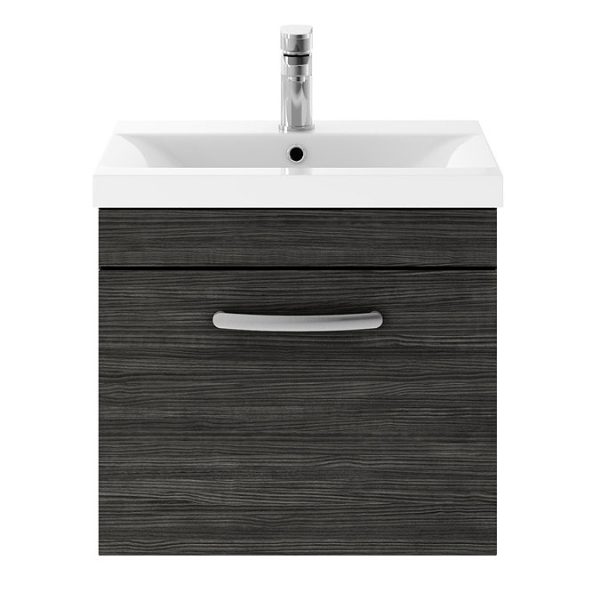 Brooklyn 500mm Black Wall Hung Vanity Unit   Single Drawer - Image 5