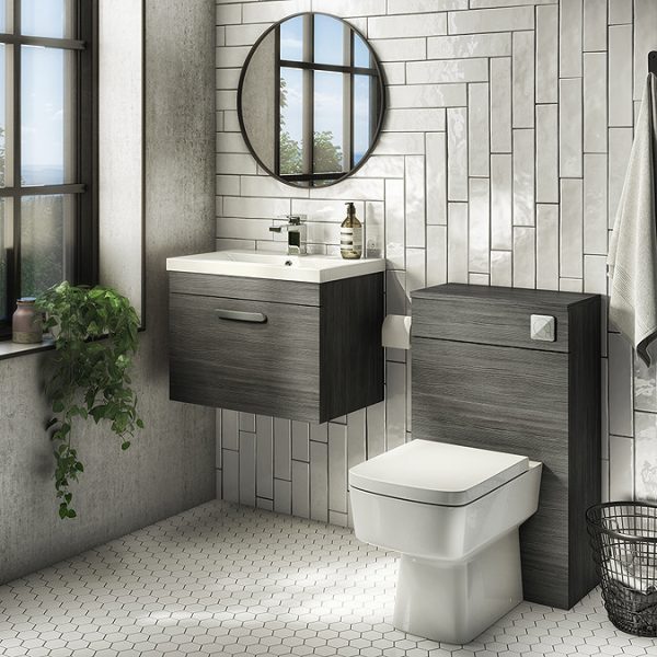 Brooklyn 500mm Black Wall Hung Vanity Unit   Single Drawer - Image 2