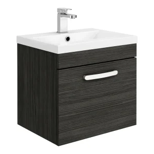Brooklyn 500mm Black Wall Hung Vanity Unit   Single Drawer