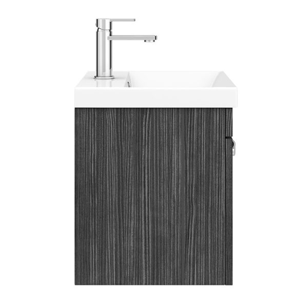 Brooklyn 500 Black Wall Hung 1 Drawer Vanity Unit with Thin Edge Basin - Image 6