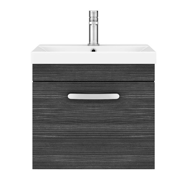 Brooklyn 500 Black Wall Hung 1 Drawer Vanity Unit with Thin Edge Basin - Image 7