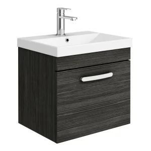 Brooklyn 500 Black Wall Hung 1 Drawer Vanity Unit with Thin Edge Basin