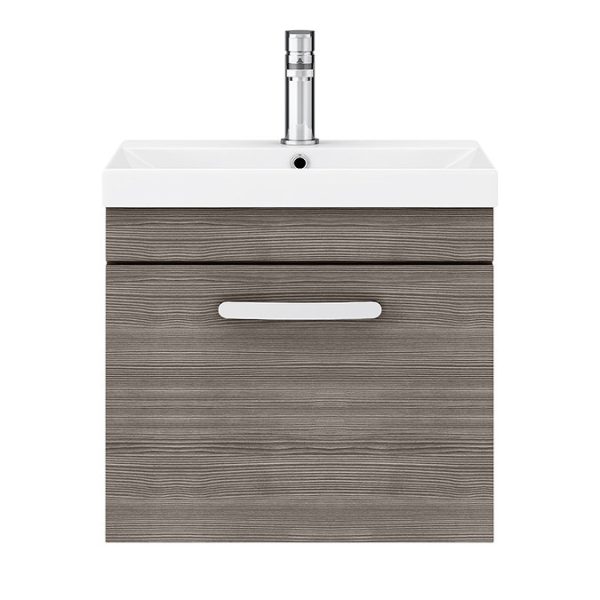 Brooklyn 500 Grey Avola Wall Hung 1 Drawer Vanity Unit with Thin Edge Basin - Image 5
