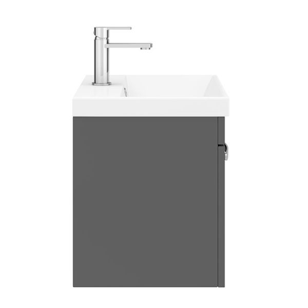 Brooklyn 500 Gloss Grey Wall Hung 1 Drawer Vanity Unit with Thin Edge Basin - Image 5