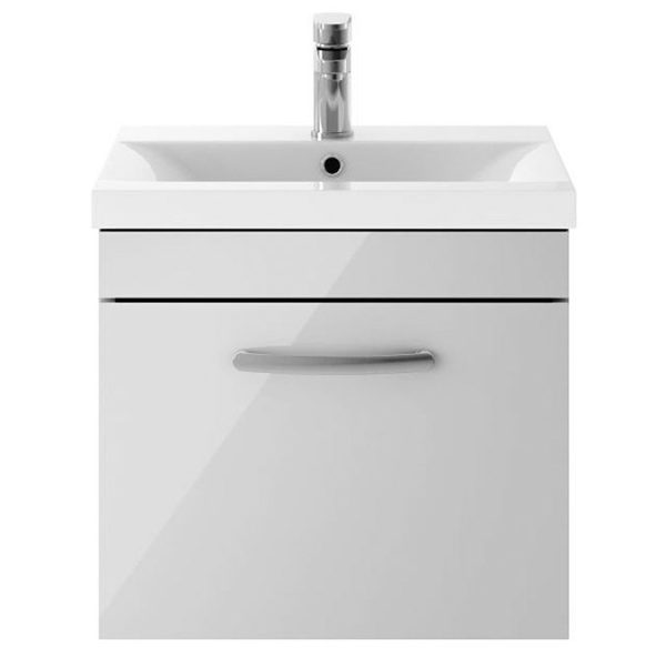 Brooklyn 500mm Grey Mist Wall Hung 1 Drawer Vanity Unit - Image 4