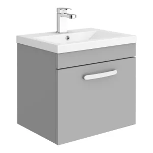 Brooklyn 500mm Grey Mist Wall Hung 1 Drawer Vanity Unit