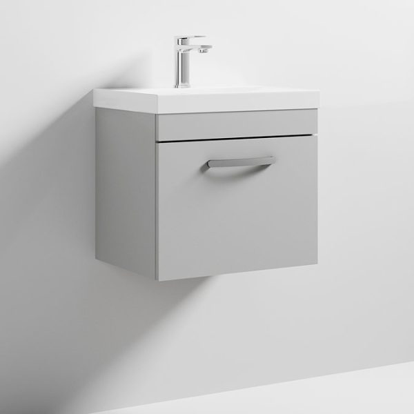 Brooklyn 500 Grey Mist Wall Hung 1 Drawer Vanity Unit with Thin Edge Basin - Image 4