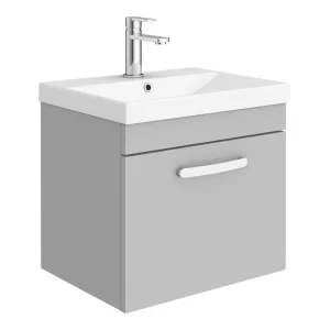 Brooklyn 500 Grey Mist Wall Hung 1 Drawer Vanity Unit with Thin Edge Basin