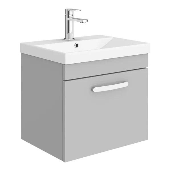 Brooklyn 500 Grey Mist Wall Hung 1 Drawer Vanity Unit with Thin Edge Basin