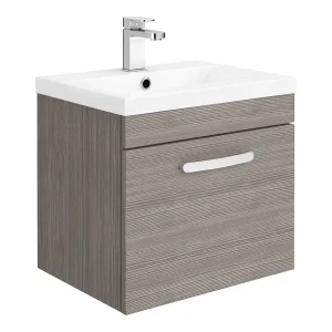 Brooklyn 500mm Grey Avola Wall Hung Vanity Unit   Single Drawer