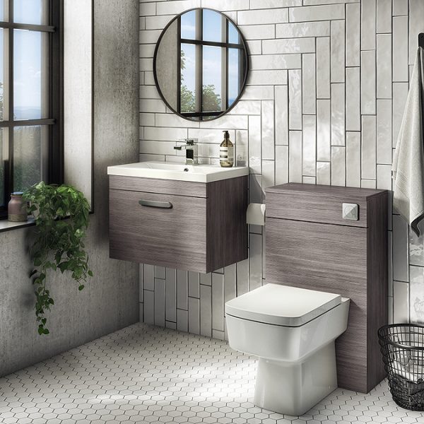 Brooklyn 500mm Grey Avola Wall Hung Vanity Unit   Single Drawer - Image 6