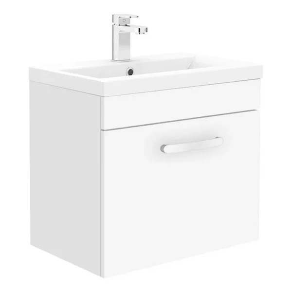 Brooklyn 500mm Gloss White Wall Hung 1 Drawer Vanity Unit