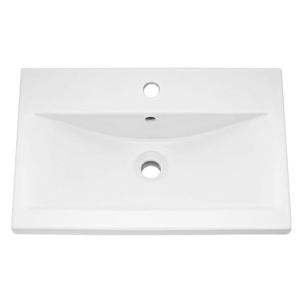 Brooklyn Wall Hung Vanity   Gloss White   500mm Wide 1 Drawer inc. Matt Black Handle - Image 3
