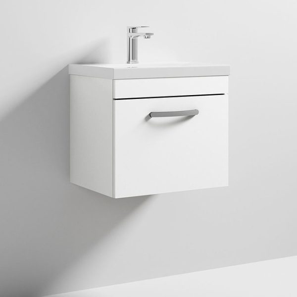 Brooklyn 500 Gloss White Wall Hung 1 Drawer Vanity Unit with Thin Edge Basin - Image 4