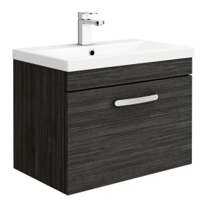 Brooklyn 600mm Black Wall Hung Vanity Unit   Single Drawer