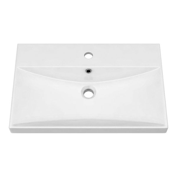 Brooklyn 600 Black Wall Hung 1 Drawer Vanity Unit with Thin Edge Basin - Image 3