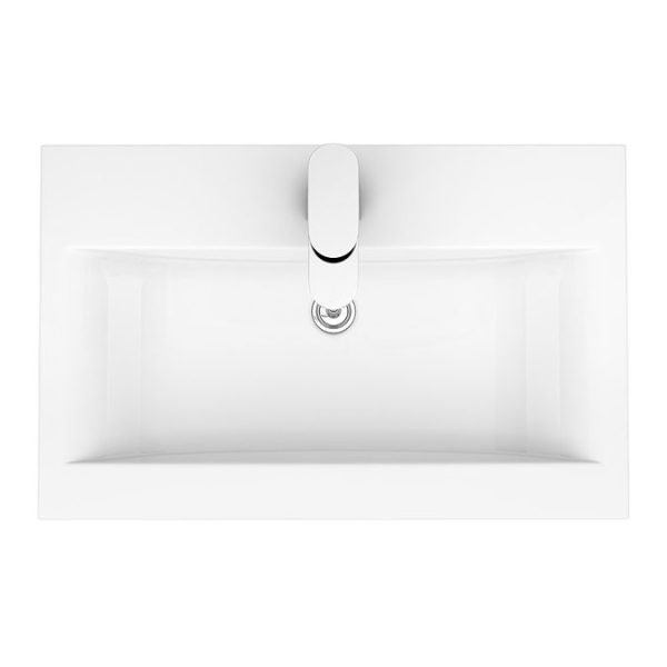 Brooklyn 600mm Grey Avola Wall Hung Vanity Unit   Single Drawer - Image 7