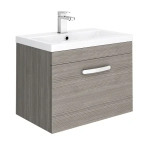 Brooklyn 600mm Grey Avola Wall Hung Vanity Unit   Single Drawer