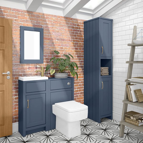 Chatsworth Traditional Blue Small Vanity   400mm Wide with Antique Brass Handle - Image 2