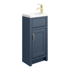 Chatsworth Traditional Blue 400mm Small Vanity with Brushed Brass Handle