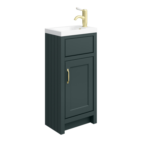 Chatsworth Traditional Green 400mm Small Vanity with Brushed Brass Handle