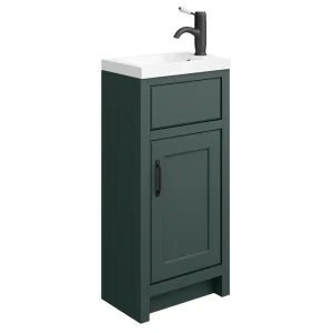 Chatsworth Traditional Green Small Vanity   400mm Wide with Matt Black Handle