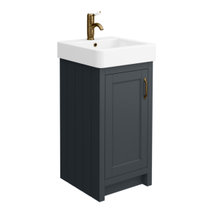 Chatsworth Traditional Graphite Vanity   425mm Wide with Antique Brass Handle