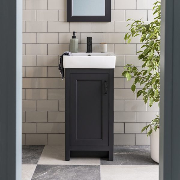Chatsworth Traditional Graphite Vanity   425mm Wide with Matt Black Handle - Image 4