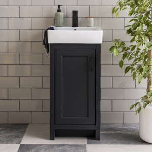 Chatsworth Traditional Graphite Vanity   425mm Wide with Matt Black Handle
